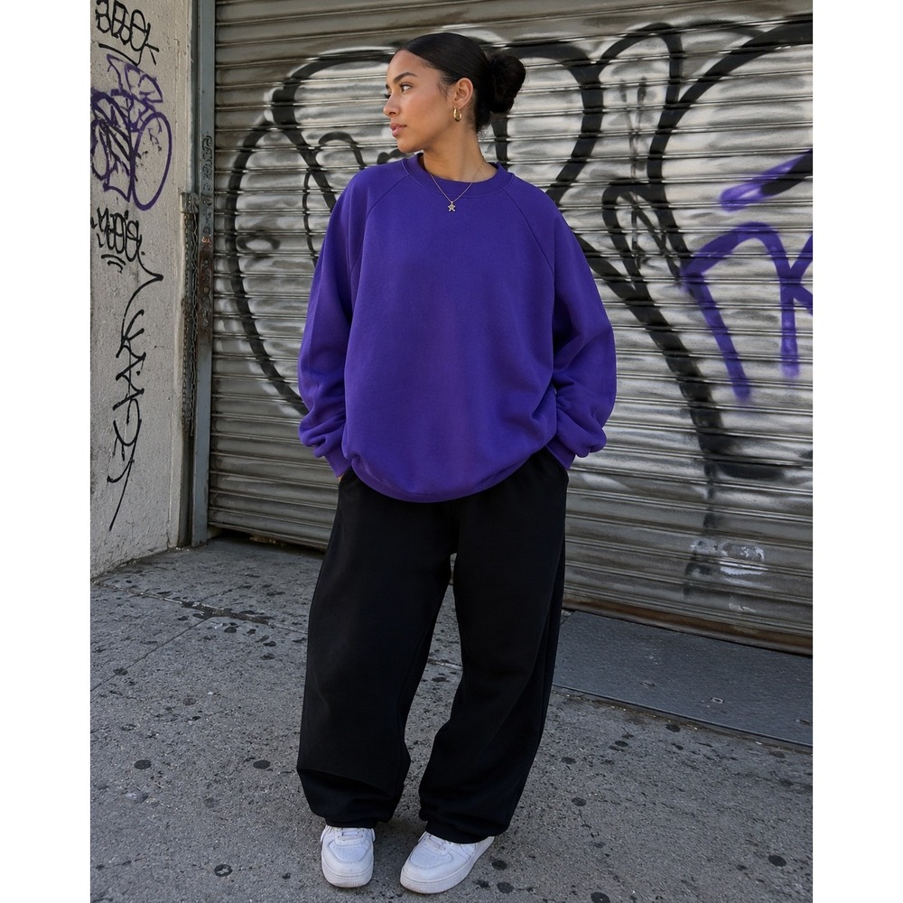 Vintage Fruit of the Loom Sweatshirt Womens XL Purple Casualwear Made in USA 90s